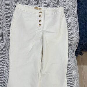 Michael Kors Cream High-Rise Button Front Trousers